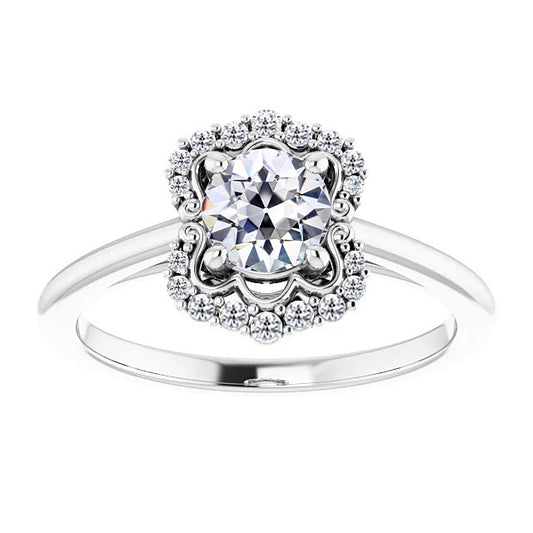 Halo Old Miner Cut Diamond Ring Prong Set
