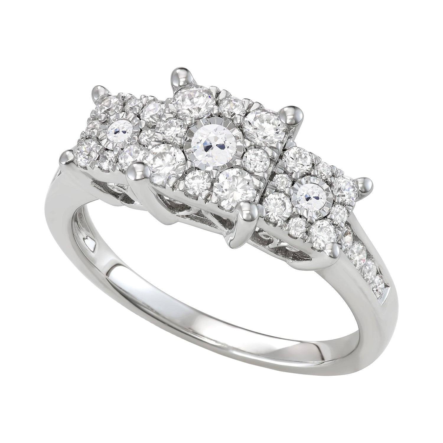 Halo Round Old Miner Diamond Ring Basket Set