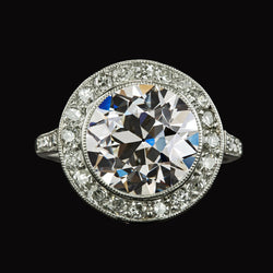 Halo Round Old Mine Cut Diamond Ring Bezel Set 5.50 Carats Jewelry