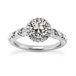 Halo Round Old Mine Cut Diamond Ring Ladies Jewelry 3.25 Carats