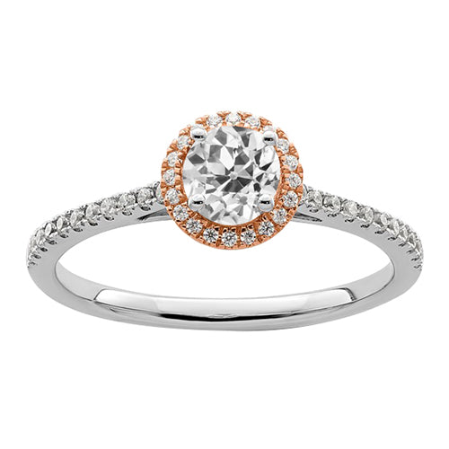 Halo Old Miner Diamond Ring Two Tone Jewelry
