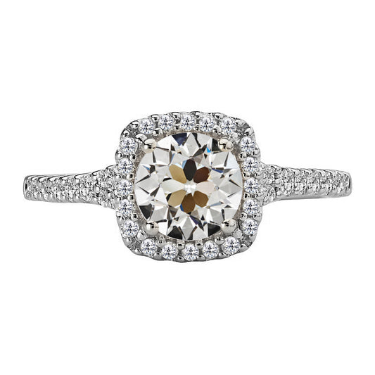 Halo Old Miner Cut Diamond Ring With Accents Gold
