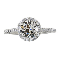 Halo Round Old Mine Cut Diamond Ring Women's Jewelry 5 Carats