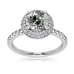 Halo Round Old Mine Cut Natural Earth Mined Diamond Wedding Ring Prong Set 5.75 Carats
