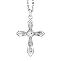 Halo Round Old Miner Cross Natural Earth Mined Diamond Pendant 1.50 Carats With Chain