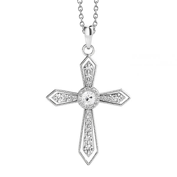 Halo Round Old Miner Cross Diamond Pendant