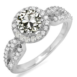 Halo Round Old Miner Natural Earth Mined Diamond Anniversary Ring 5.50 Carats 14K Gold