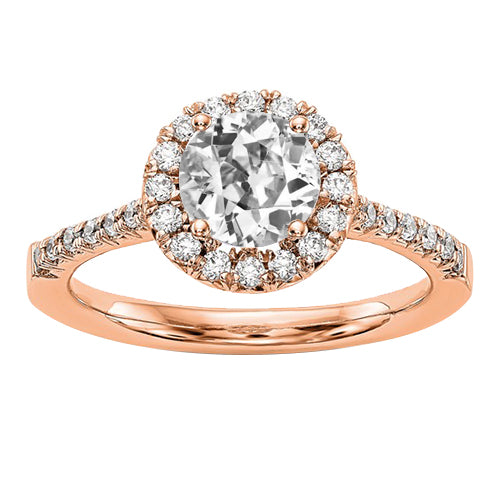 Halo Old Miner Diamond Ring Rose Gold
