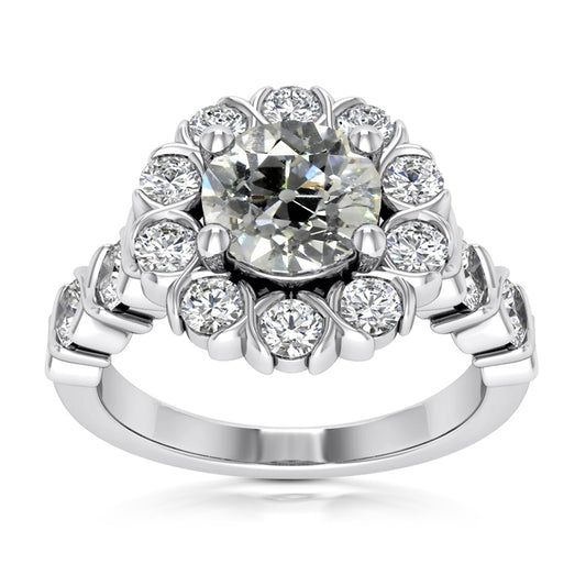 natural round diamond 5.25ct ring front view