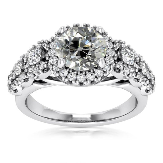 Halo Round Old Miner Diamond Ring