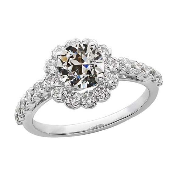 Halo Round Old European Diamond Ring