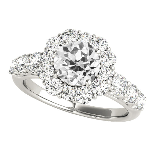 Halo Round Old Miner Diamond Ring