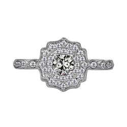 Halo Round Old Miner Diamond Ring Flower Vintage Style 3.50 Carats