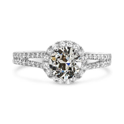 Halo Round Old Miner Natural Earth Mined Diamond Ring Gold Split Shank 5 Carats