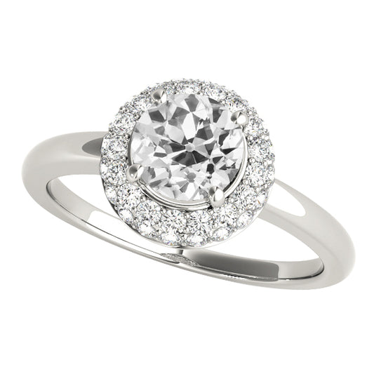 Halo Round Old Miner Diamond Ring