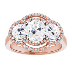 Halo Round Old Miner Genuine Natural Earth Mined Diamond Ring Prong Set 8.50 Carats Two Tone