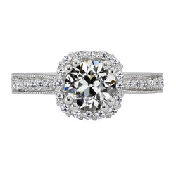 Halo Round Old Miner Genuine Natural Earth Mined Diamond Ring Tapered Shank 4.50 Carats