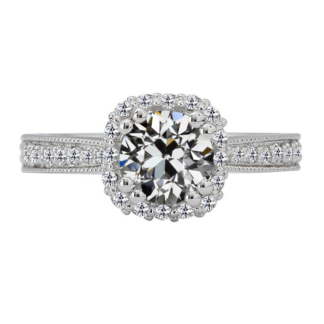 Halo Round Old Miner Diamond Ring