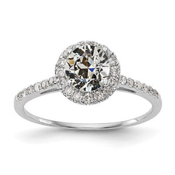Halo Round Old Miner Natural Earth Mined Diamond Ring With Accents 3 Carats White Gold