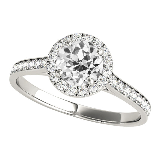 Halo Round Old Miner Diamond Ring