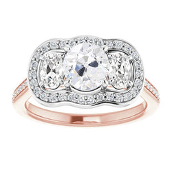 Halo Round Old Miner Diamond Ring With Accents Prong Set 9.25 Carats