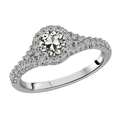 Halo Round Old Miner Natural Earth Mined Diamond Ring Women’s Gold Jewelry 4 Carats