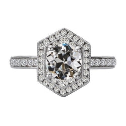 Halo Round Old Miner Natural Earth Mined Diamond Wedding Ring Ladies Jewelry 5.50 Carats