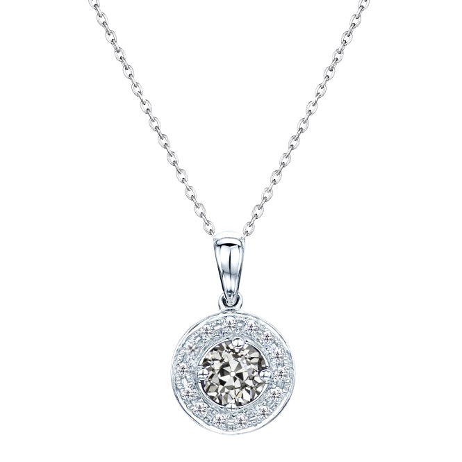 natural round diamond 2ct pendant front view