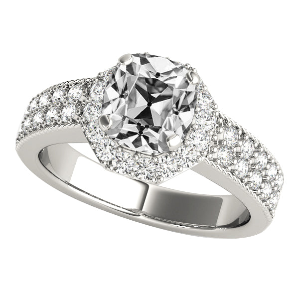 Halo Old Miner Diamond Ring Pave Set