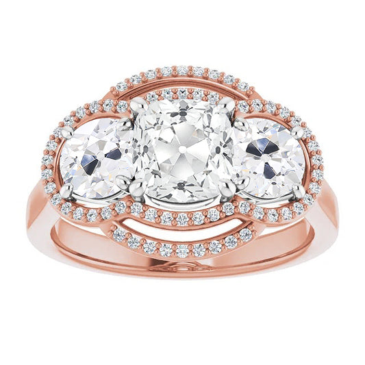 Halo Old Miner Diamond Ring Prong Set