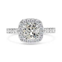 Halo Round & Cushion Old Cut Diamond Ring With Accents 8 Carats