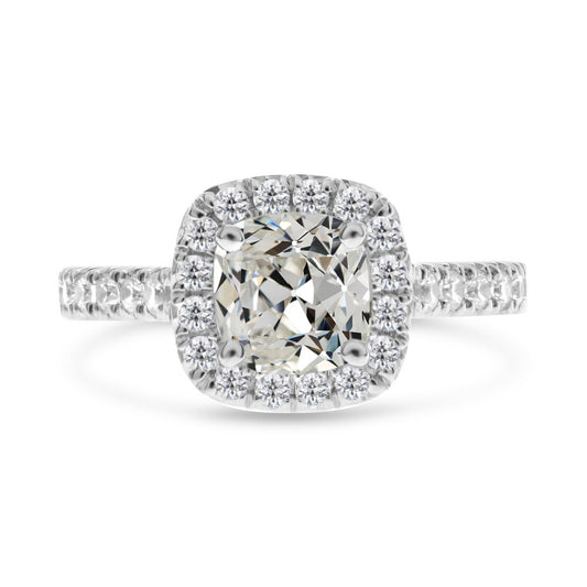 Halo Old Miner Cut Diamond Ring With Accents