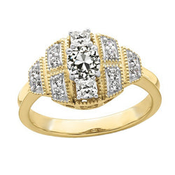 Halo Round & Cushion Old Cut Natural Earth Mined Diamond Two Tone Gold 3 Carats