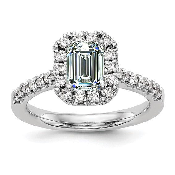 Halo Round & Emerald Diamond Ring