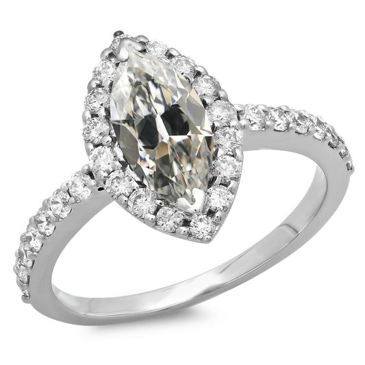 Halo Round & Marquise Old Cut Diamond Ring