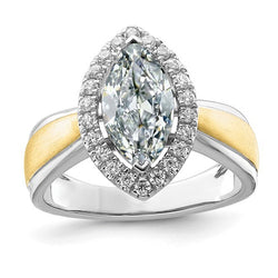 Halo Round & Marquise Old Cut Diamond Ring Tapered Shank 5 Carats
