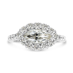 Halo Round & Marquise Old Mine Cut Natural Earth Mined Diamond Ring 9.50 Carats