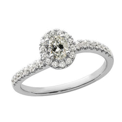 Halo Round & Oval Cut Old Miner Natural Earth Mined Diamond Ring With Accents 3.25 Carats