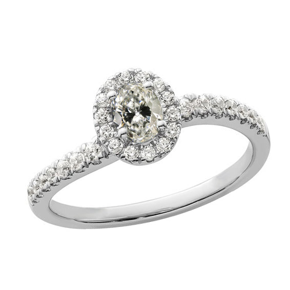 Halo Round & Oval Cut Old Miner Diamond Ring