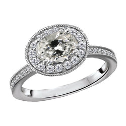 Halo Round & Oval Old Cut Diamond Engagement Ring 4.50 Carats