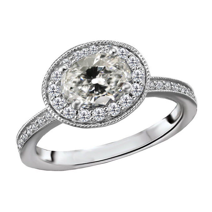 Halo Old Miner Cut Diamond Engagement Ring