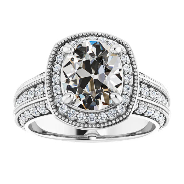 Halo Round & Oval Old Cut Diamond Ring