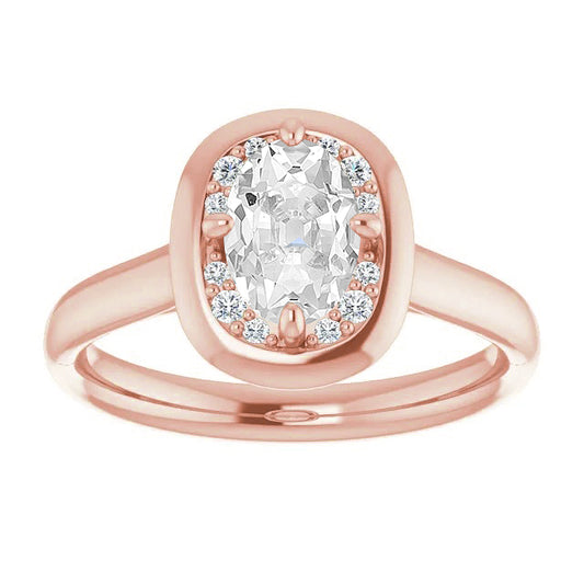 Halo Round & Oval Old Cut Diamond Ring