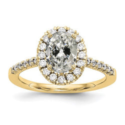 Halo Round & Oval Old Cut Natural Earth Mined Diamond Ring Yellow Gold Jewelry 4 Carats