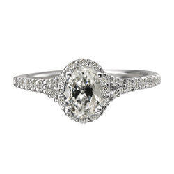 Halo Round & Oval Old European Natural Earth Mined Diamond Ring 5.50 Carats Ladies Jewelry