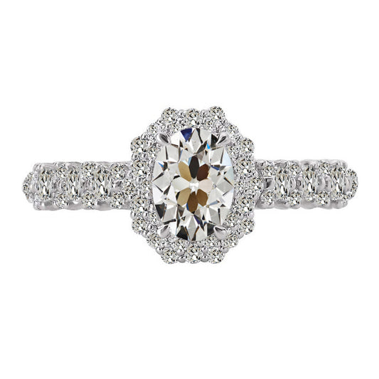 Halo Old Miner Cut Diamond Ring Jewelry