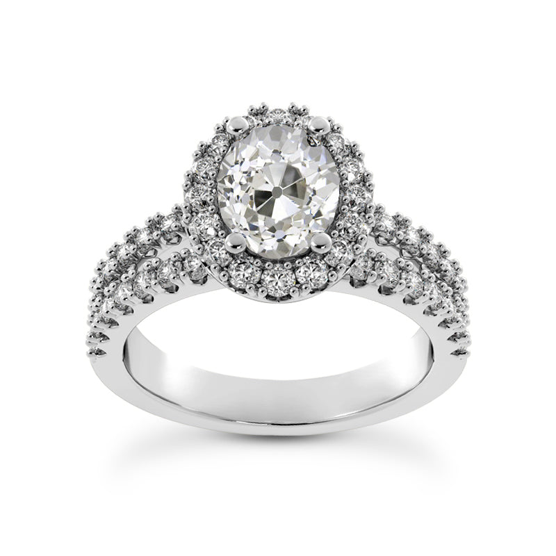 Halo Round & Oval Old Miner Diamond Ring