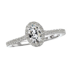 Halo Round & Oval Old Mine Cut Genuine Natural Earth Mined Diamond Ring With Accents 5 Carats