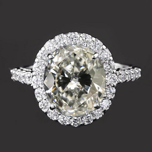 Halo Round & Oval Old Mine Cut Diamond Ring