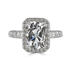 Halo Round & Oval Old Miner Natural Earth Mined Diamond Ring Gold 7.50 Carats